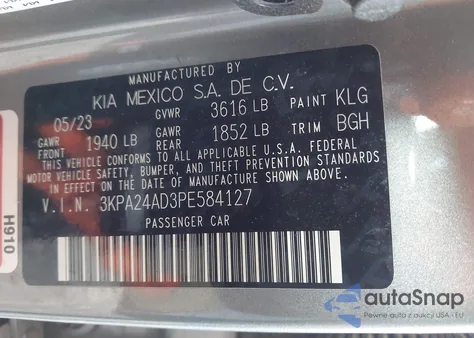 2023 Kia Rio S from USA, damaged, VIN 3KPA24AD3PE584127